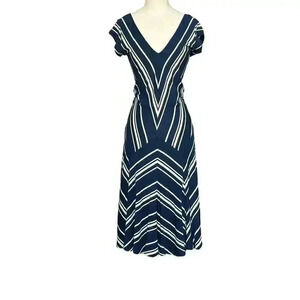 Ralph Lauren Sport Navy/Ivory Chevron Stripe Midi Dress Size S/P